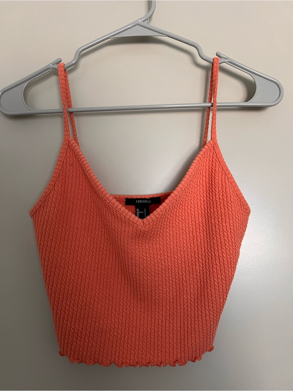 Forever 21 Coral Ribbed V-Neck Cropped Cami